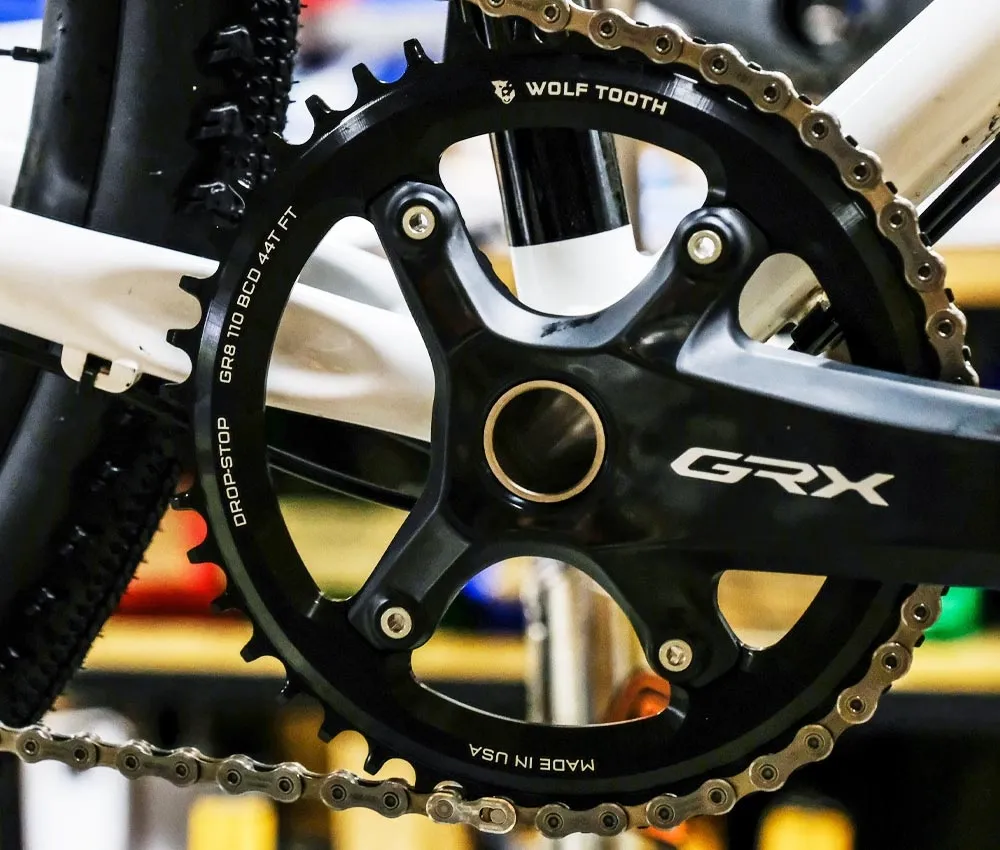 Wolf Tooth Drop Stop B Chainring – Shimano GRX 110mm asymmetrical bolt pattern, 9-12-speed, 36 teeth