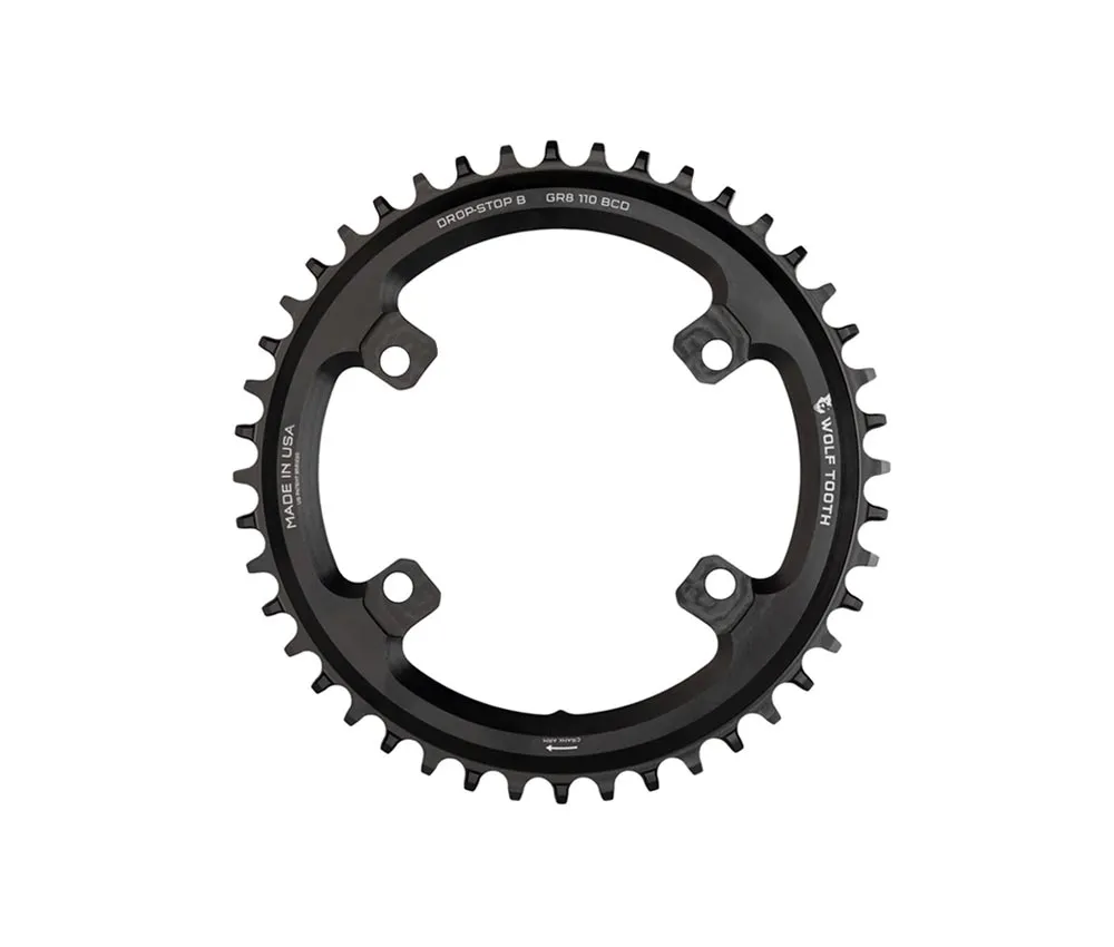 Wolf Tooth Drop Stop B Chainring – Shimano GRX 110mm asymmetrical bolt pattern, 9-12-speed, 40 teeth