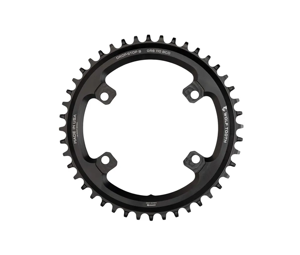 Wolf Tooth Drop Stop B Chainring – Shimano GRX 110mm asymmetrical 9-12-speed 42 teeth