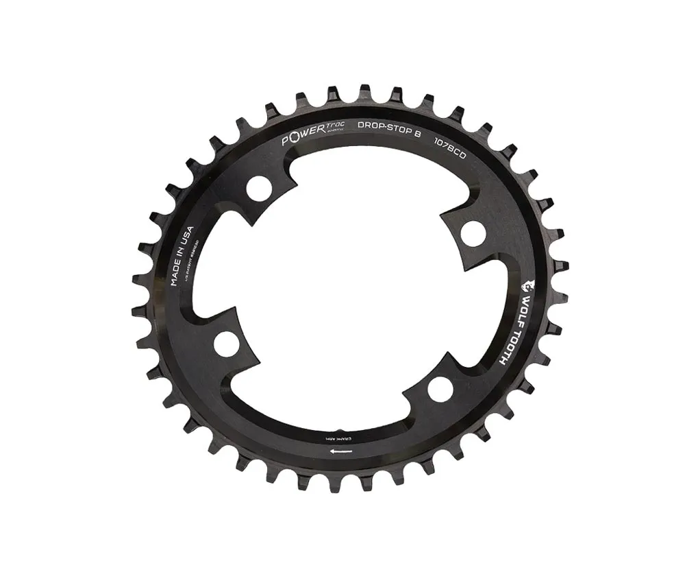 Wolf Tooth Drop Stop B Oval Chainring – Sram asymmetrical 107mm bolt circle 9-12-speed 38 teeth