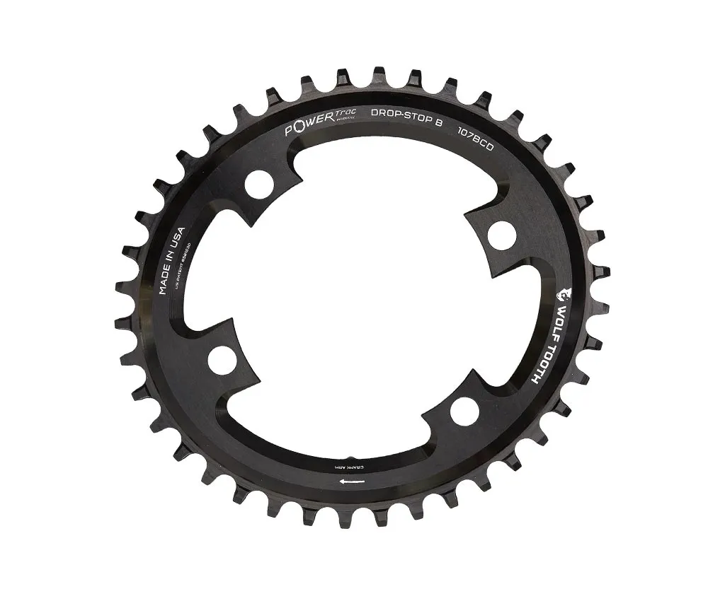 Wolf Tooth Drop Stop B Oval Chainring – Sram asymmetrical 107mm bolt circle 9-12-speed 42 teeth