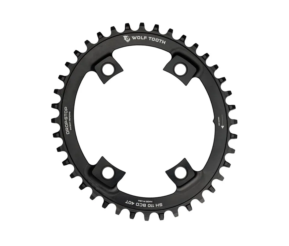 Wolf Tooth Drop Stop B Oval Chainring – Shimano 110mm asymmetrical 9-12-speed chainring 46 teeth