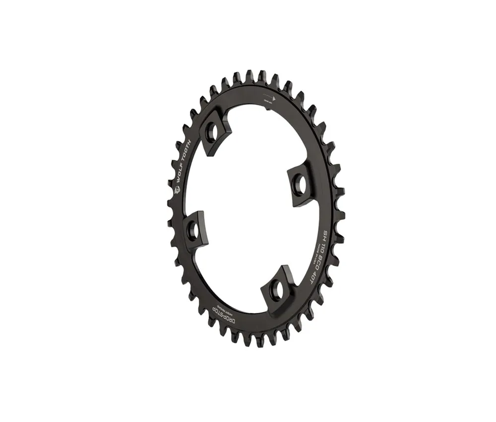 Wolf Tooth Drop Stop B Oval Chainring – Shimano 110mm asymmetrical 9-12-speed chainring 38 teeth