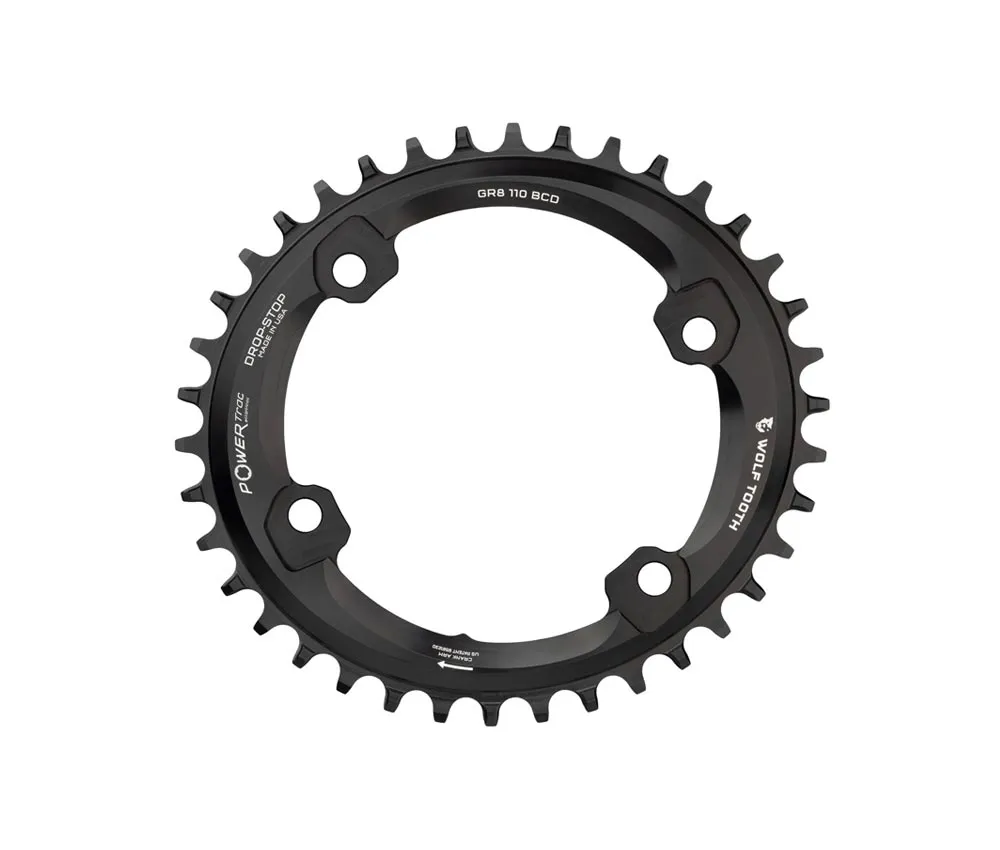 Wolf Tooth Drop Stop B Oval Chainring – Shimano GRX 110mm asymmetrical 9-12-speed 42 teeth