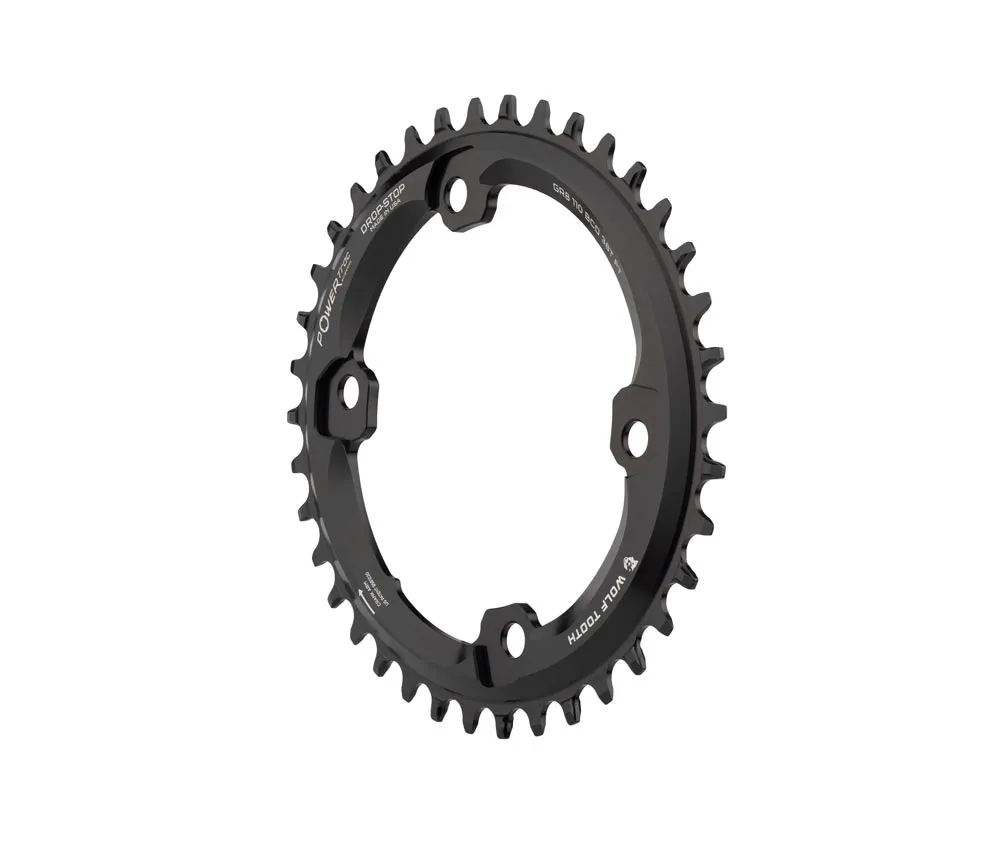 Wolf Tooth Drop Stop B Oval Chainring – Shimano GRX 110mm asymmetrical 9-12-speed chainring 46 teeth