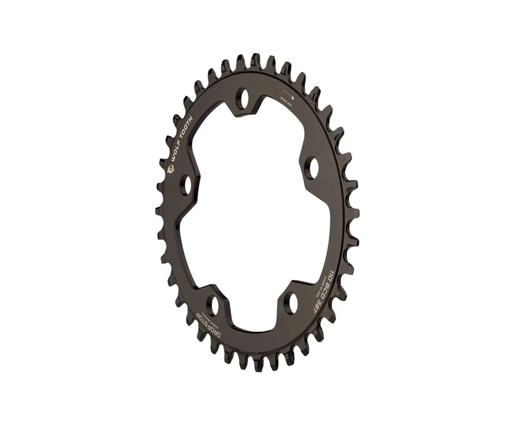 Wolf Tooth Drop Stop B Oval Chainring - Road / Gravel / CX / 110mm bolt circle 9-12-speed 38 teeth