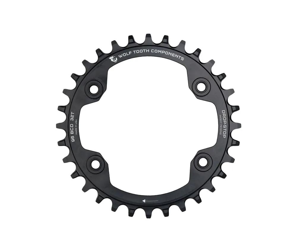 Wolf Tooth Drop Stop A Chainring - Shimano XTR 96mm bolt circle, asymmetrical, 9-12-speed, 32 teeth