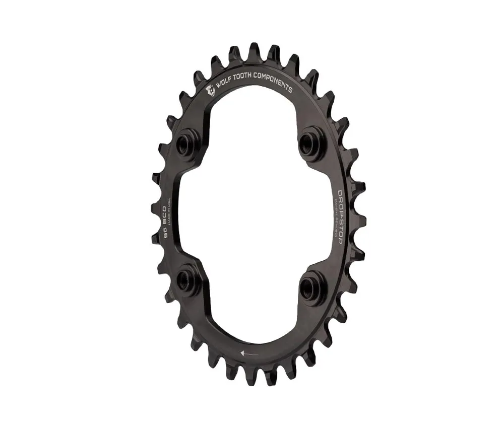 Wolf Tooth Drop Stop A Chainring - Shimano XTR 96mm bolt circle, asymmetrical, 9-12-speed, 34 teeth