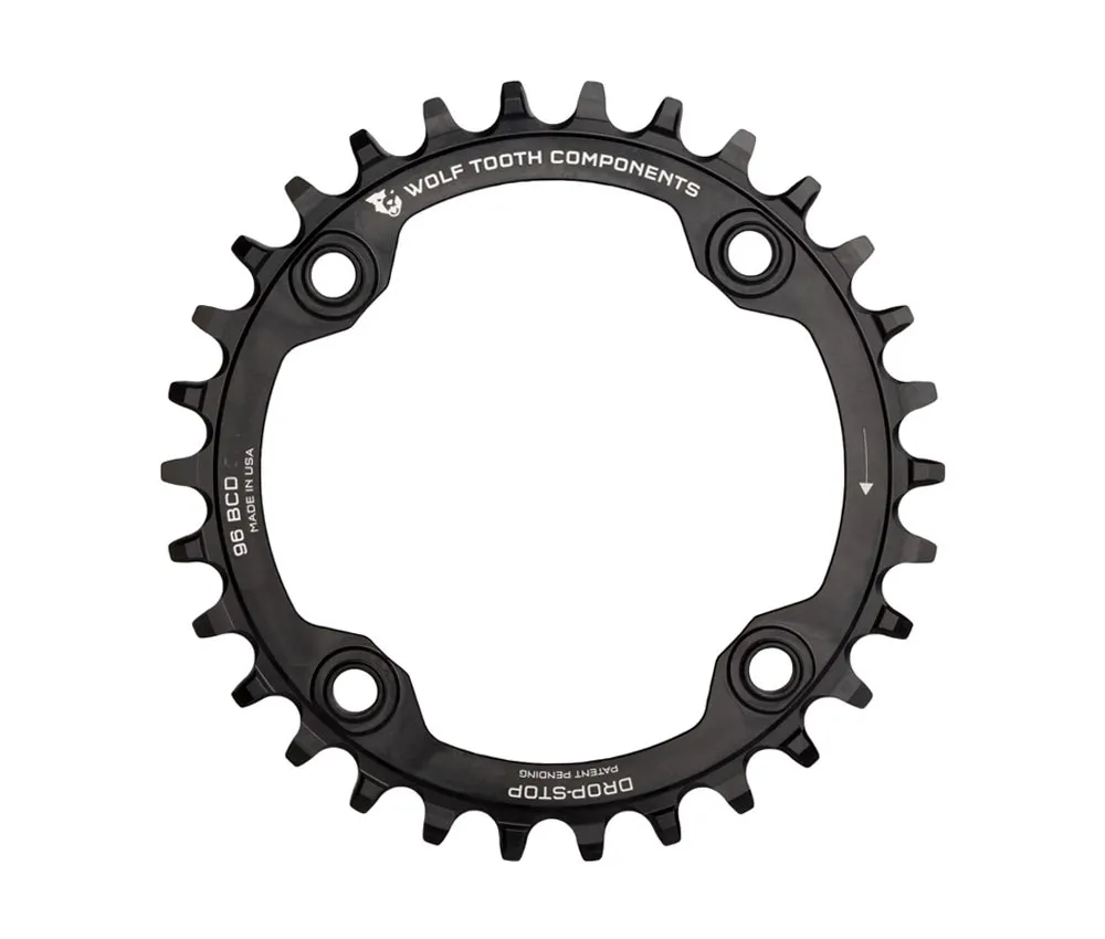 Wolf Tooth Drop Stop A Chainring - Shimano Deore XT / SLX 96mm bolt pattern, symmetrical, 9-12-speed, 34 teeth