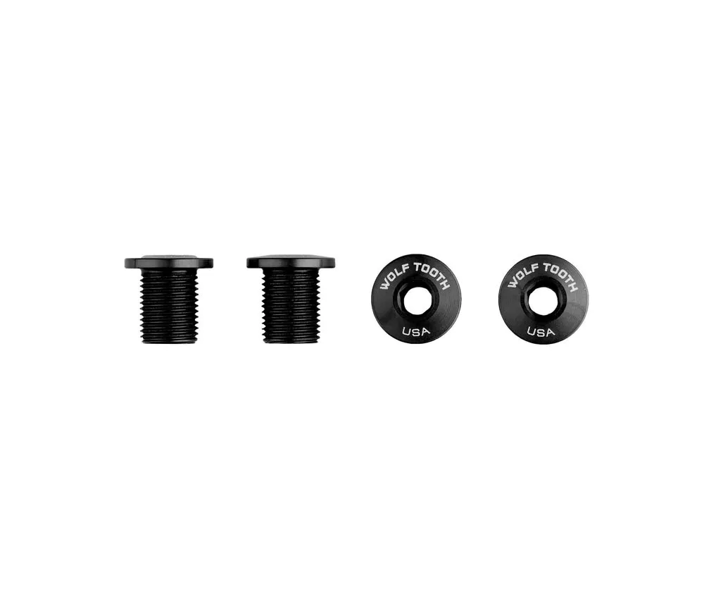 Wolf Tooth Chainring Bolts, 4-piece set – M8x10mm, single chainring, 4-arm, aluminium, black