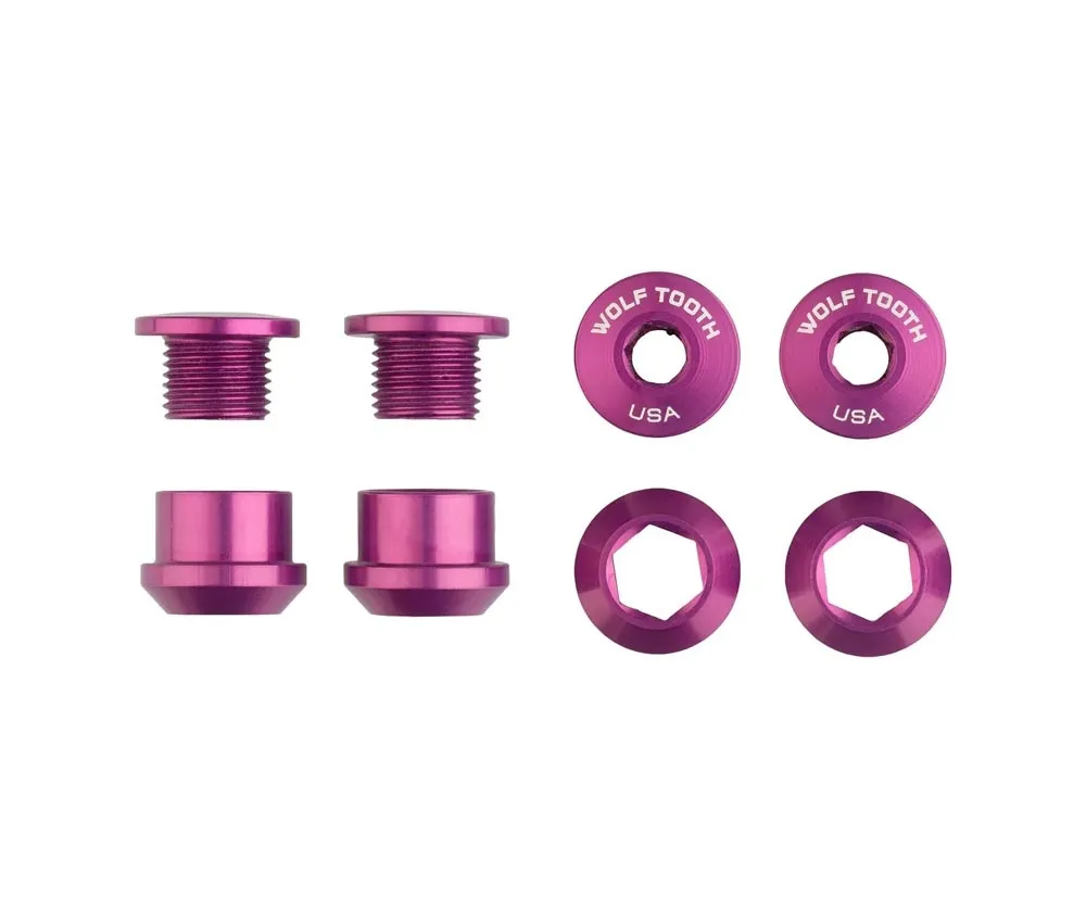 Wolf Tooth Chainring Bolt Set - M8x6mm Single-chainring 4-arm Aluminium purple
