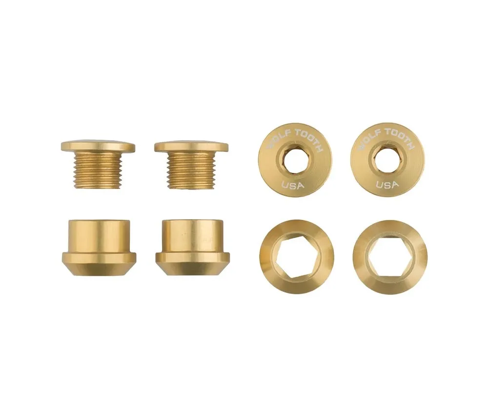 Wolf Tooth Chainring Bolt Set – M8x6mm Single-chainring 4-arm Aluminium gold