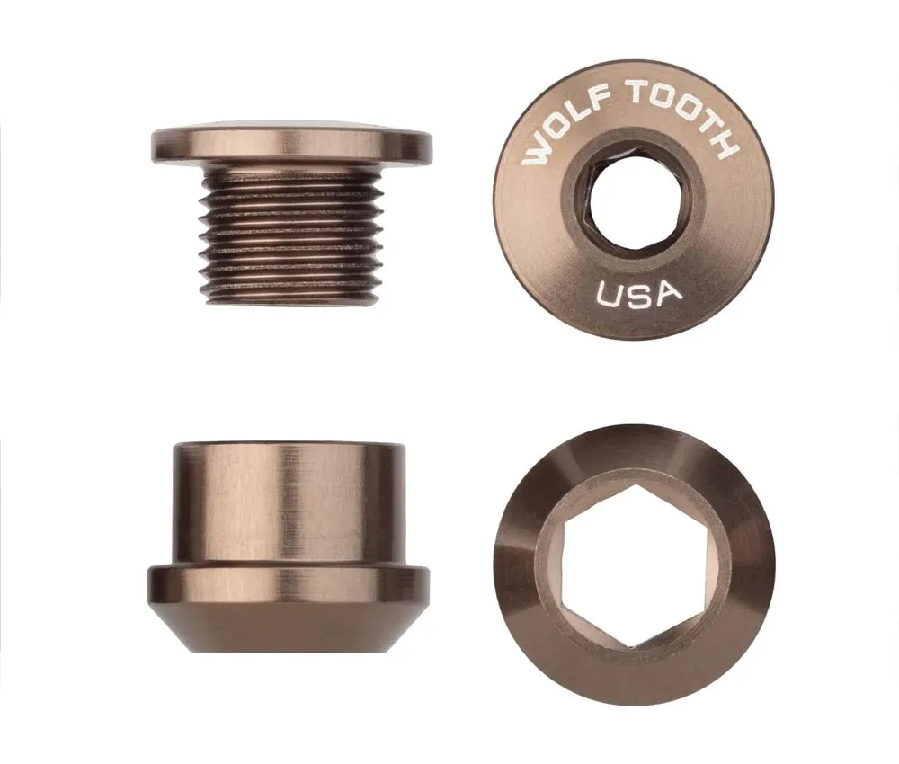 Wolf Tooth Chainring Bolt Set – M8x6mm 1x 4-arm aluminium espresso