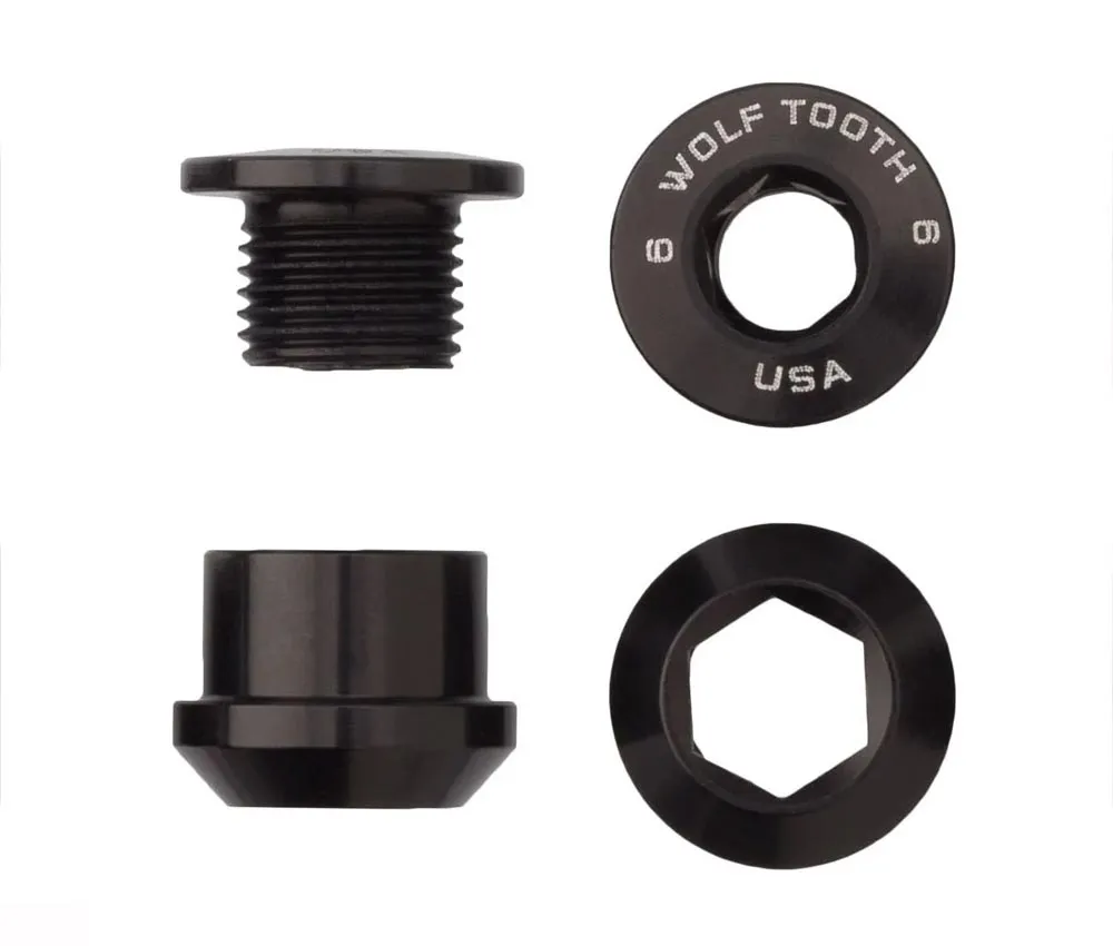 Wolf Tooth Chainring Bolt Set – M8x6mm Single 5-Arm Aluminium Black