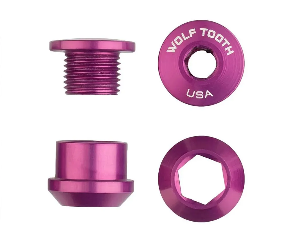 Wolf Tooth Chainring Bolt Set – M8x6mm Single 5-Arm Aluminium Purple