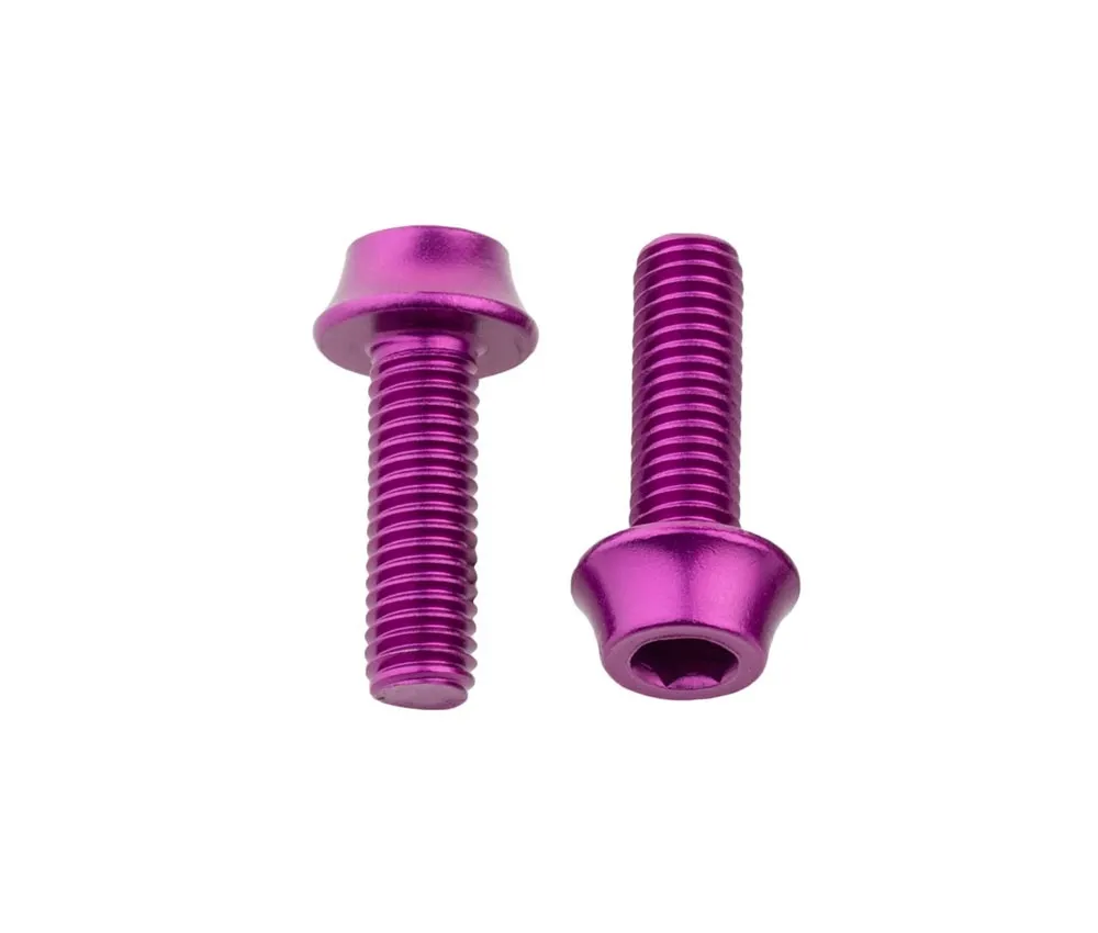 Wolf Tooth Aluminium Bottle Cage Screw Set – M5x15mm Cylinder Head, Purple