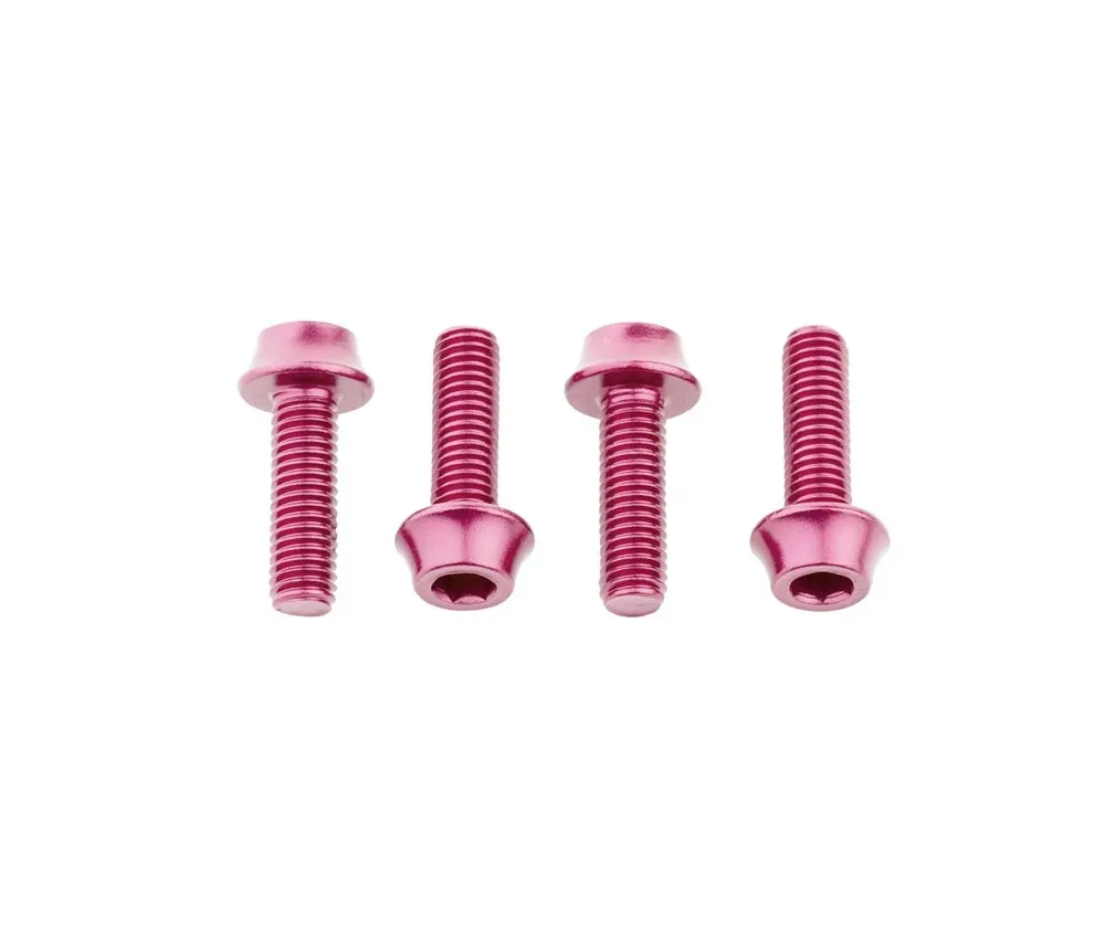 Wolf Tooth Aluminium Bottle Cage Screw Set – M5x15mm Cylinder Head Pink