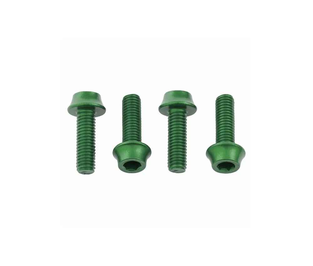 Wolf Tooth Aluminium Bottle Cage Screw Set – M5x15mm Cylinder Head Green – Remaining Stock