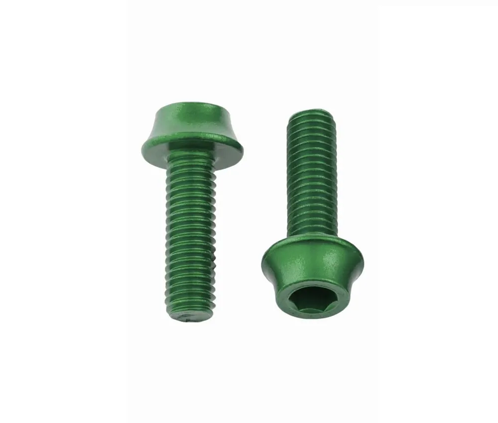 Wolf Tooth Aluminium Bottle Cage Screw Set – M5x15mm Cylinder Head Green – Remaining Stock