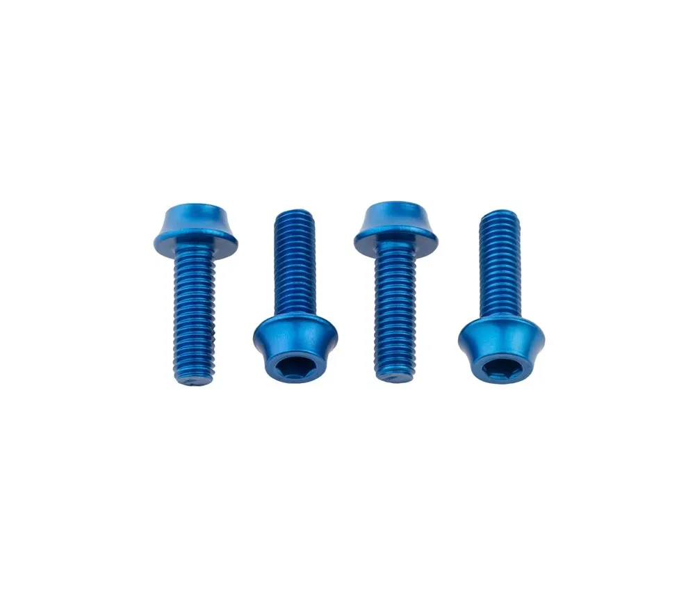 Wolf Tooth Aluminium Bottle Cage Screw Set – M5x15mm Cylinder Head Blue