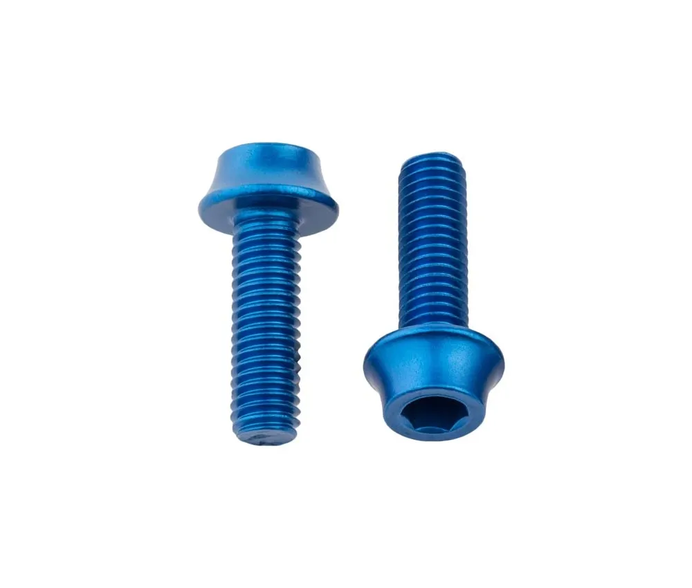 Wolf Tooth Aluminium Bottle Cage Screw Set – M5x15mm Cylinder Head Blue