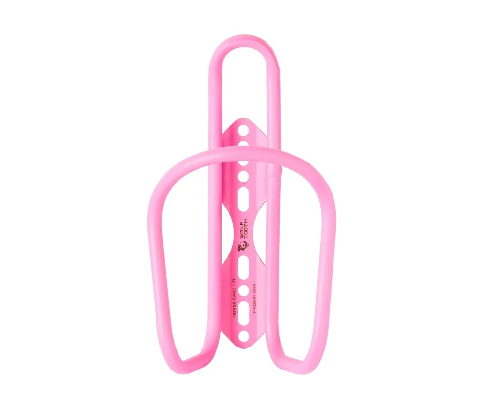 Wolf Tooth Morse Bottle Cage – Titanium Ceramic Pink Limited Edition