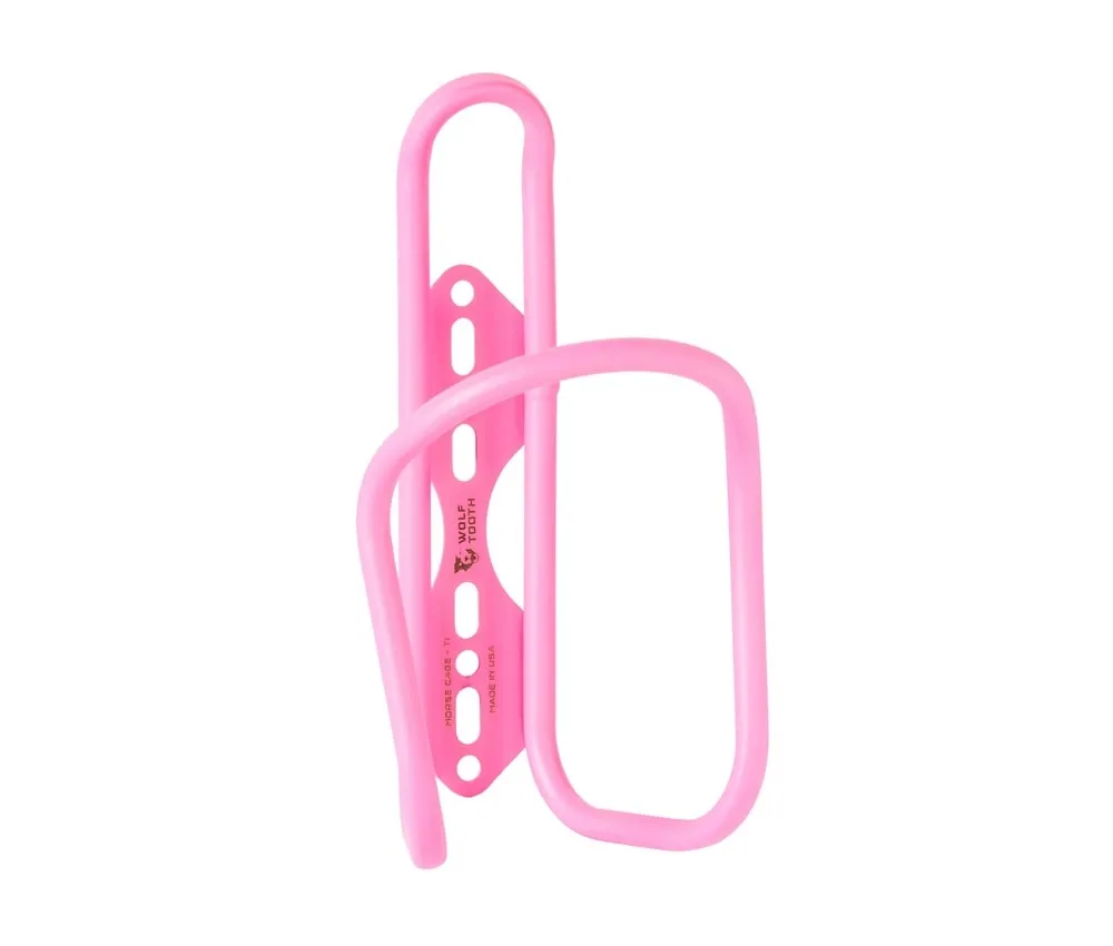 Wolf Tooth Morse Bottle Cage – Titanium Ceramic Pink Limited Edition