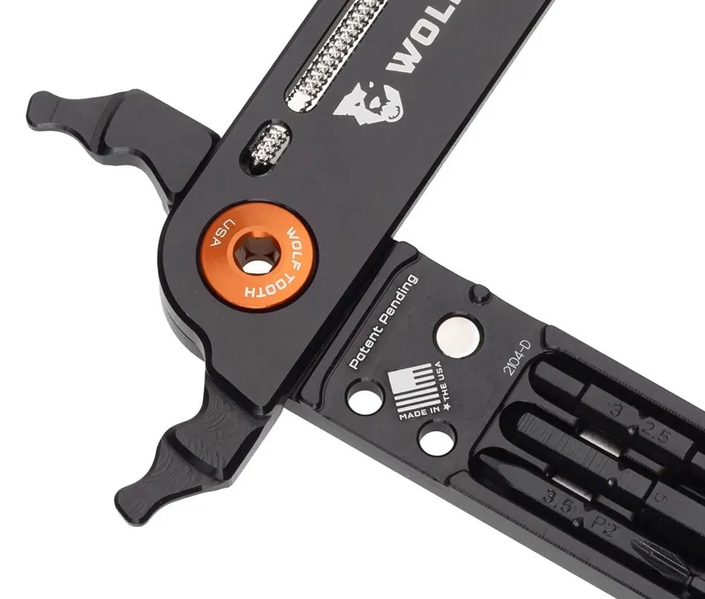 Wolf Tooth 8-Bit System Pliers Multitool – Bit holder / Chain lock pliers / Spoke + valve wrench – orange