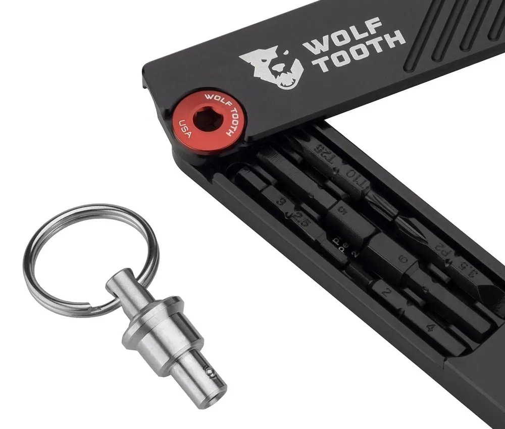 Wolf Tooth 6-Bit System Hex Wrench Multitool – Bit holder / key ring – red