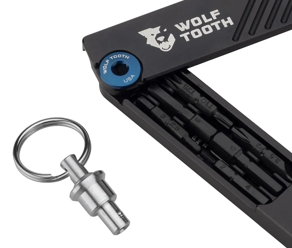 Wolf Tooth 6-Bit System Hex Wrench Multitool – Bit holder / key ring – blue