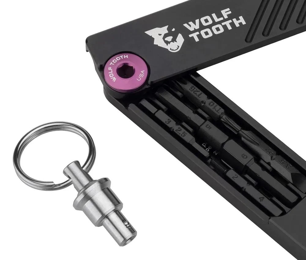 Wolf Tooth 6-Bit System Hex Wrench Multitool – Bit holder / key ring – purple