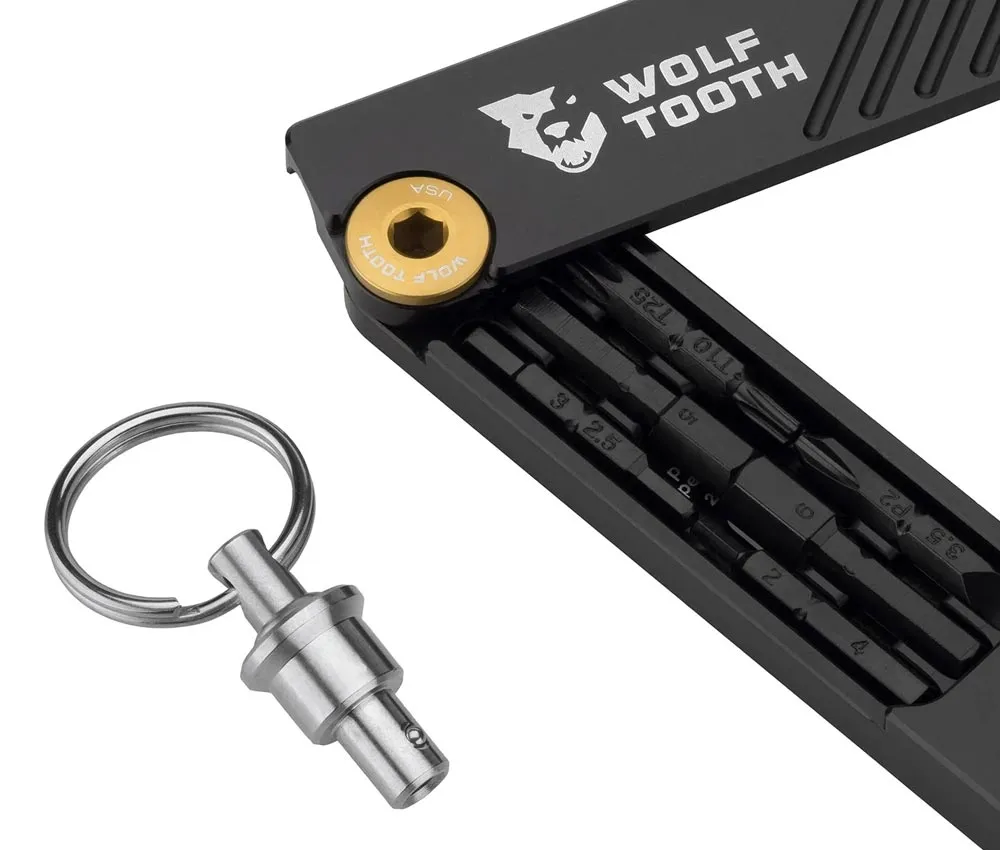 Wolf Tooth 6-Bit System Hex Wrench Multitool – Bit holder / key ring – gold