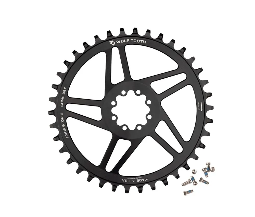 Wolf Tooth Drop-Stop B Chainring 9-12-speed - Sram / Quarq Direct Mount 6mm Offset 38 Teeth