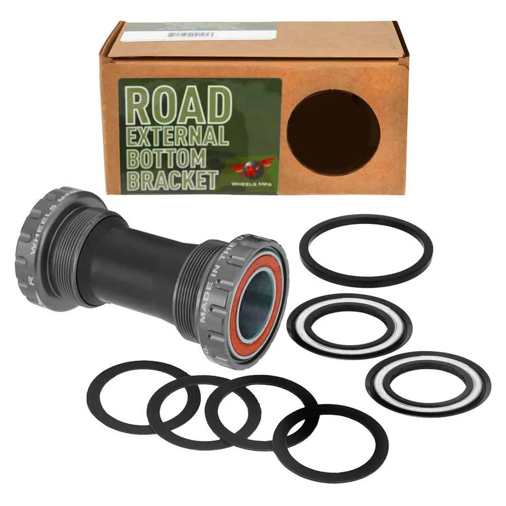 Wheels MFG BSA Threaded Angular Contact Bottom Bracket | Road Hollowtech 68 mm grey