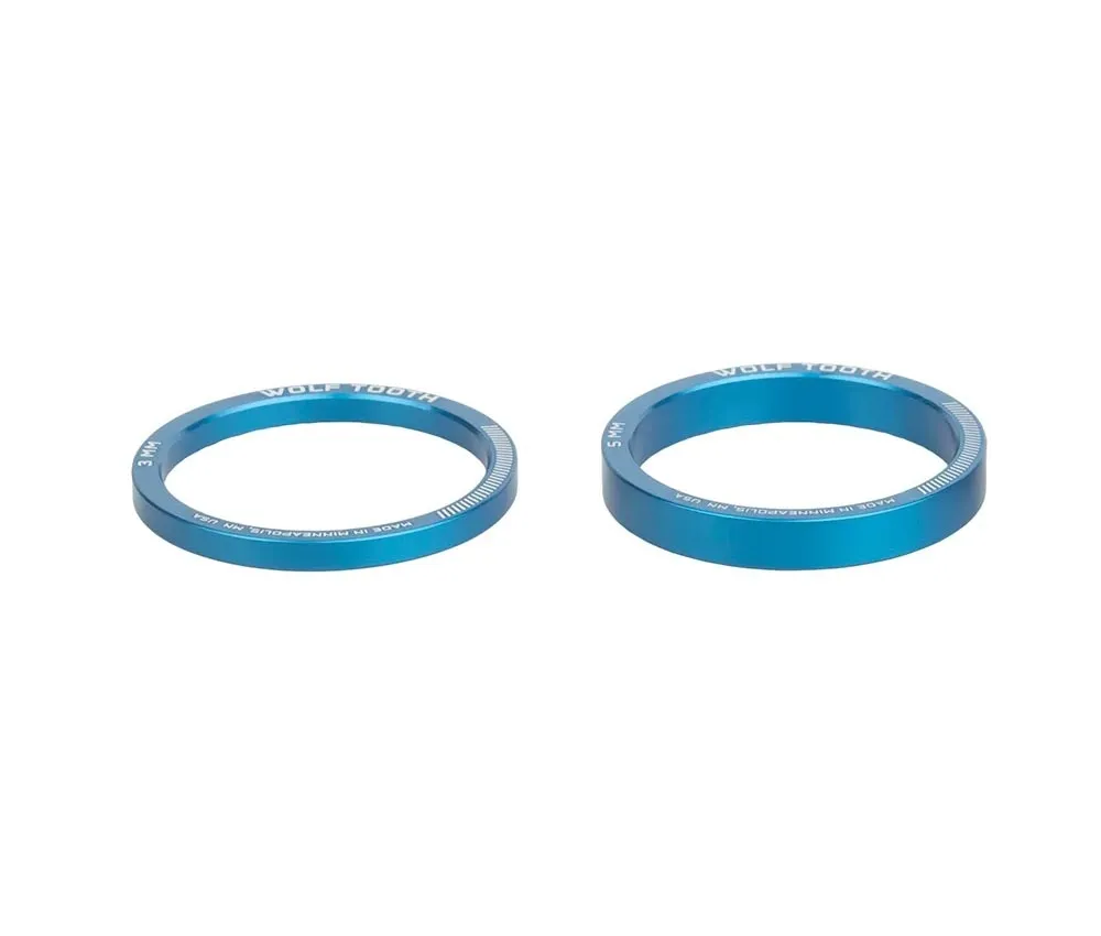 Wolf Tooth Headset Spacer Set – 1 1/8 inch, 4 pieces, aluminium, blue