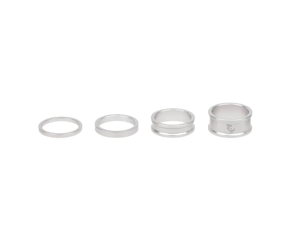 Wolf Tooth Headset Spacer Set – 1 1/8 inch, 4 pieces, aluminium, raw silver
