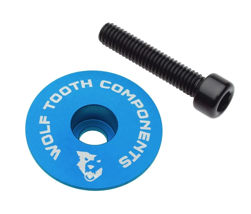Wolf Tooth Ahead Cap - 1 1/8 inch | Height 1 mm Aluminium blue