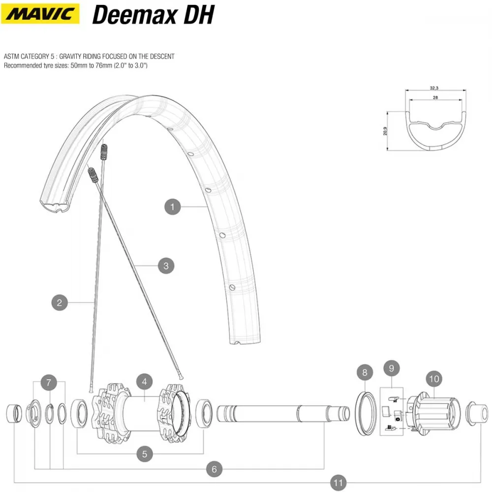 Mavic Deemax DH Rear Wheel QRM Auto | Spare Axle 12x157 mm