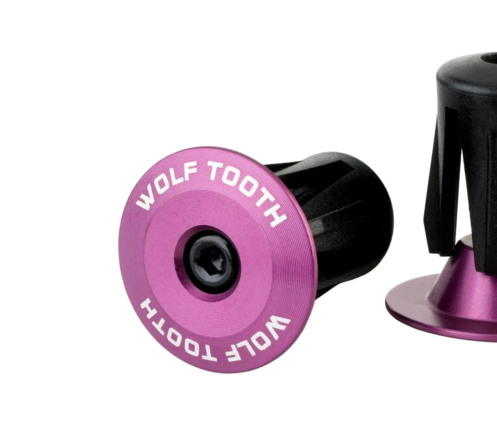 Wolf Tooth Bar End Handlebar End Caps – screw-on 16–21.5 mm aluminium, purple