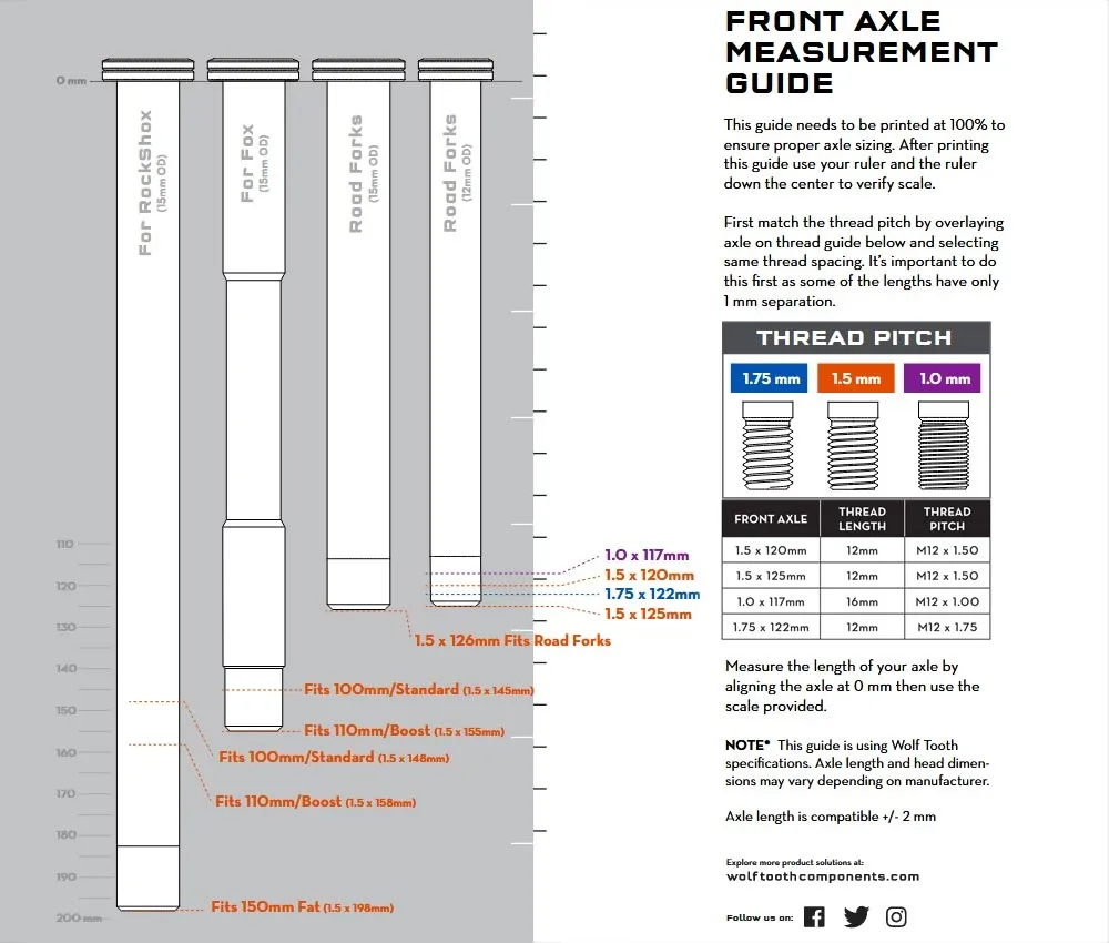 Wolf Tooth Fox Front Wheel Thru-Axle - Boost 15x110mm, length 155 mm, M14x1.5mm, black