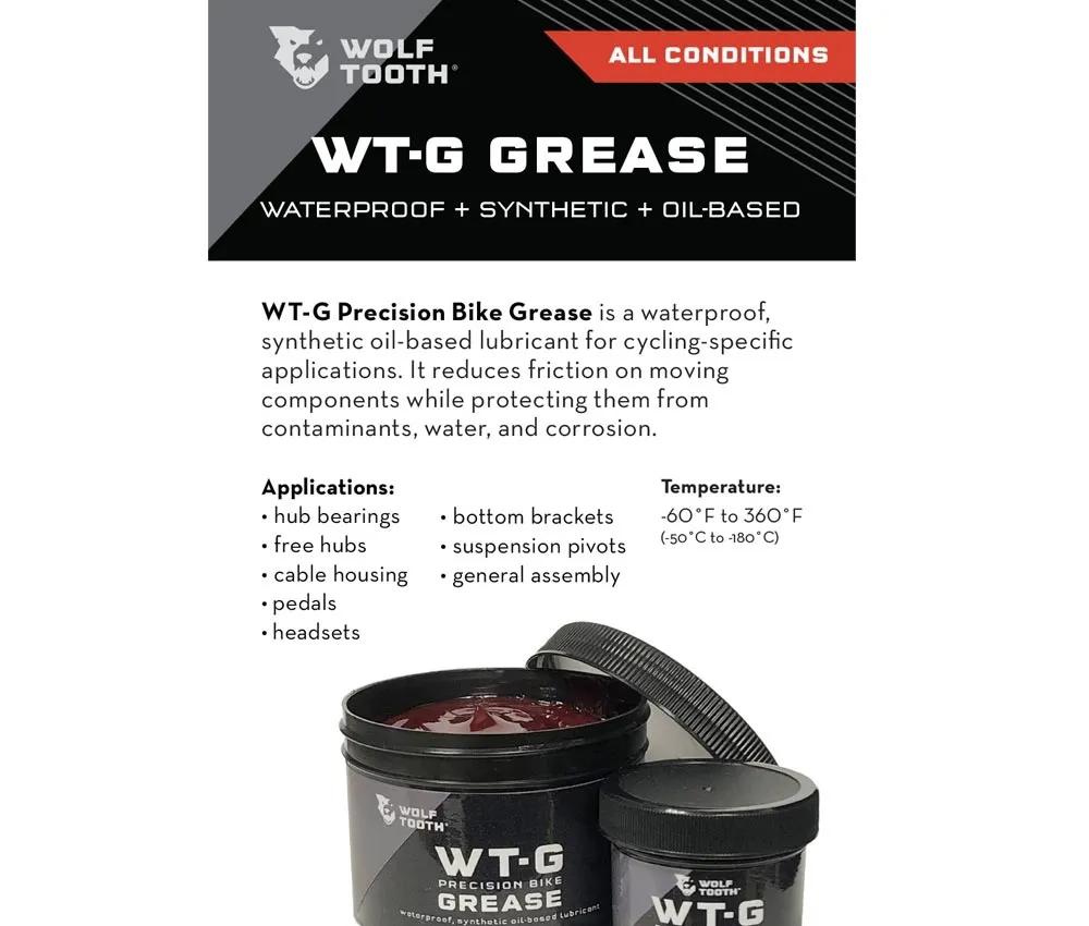 Wolf Tooth WT-G Special Grease – Bottom Brackets / Hubs / Headsets, Synthetic, 240ml