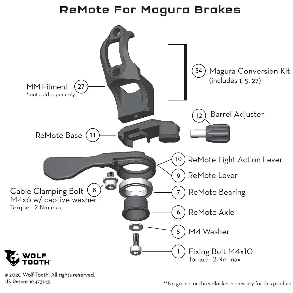 Wolf Tooth ReMote LA lever for Magura MT - Sold out