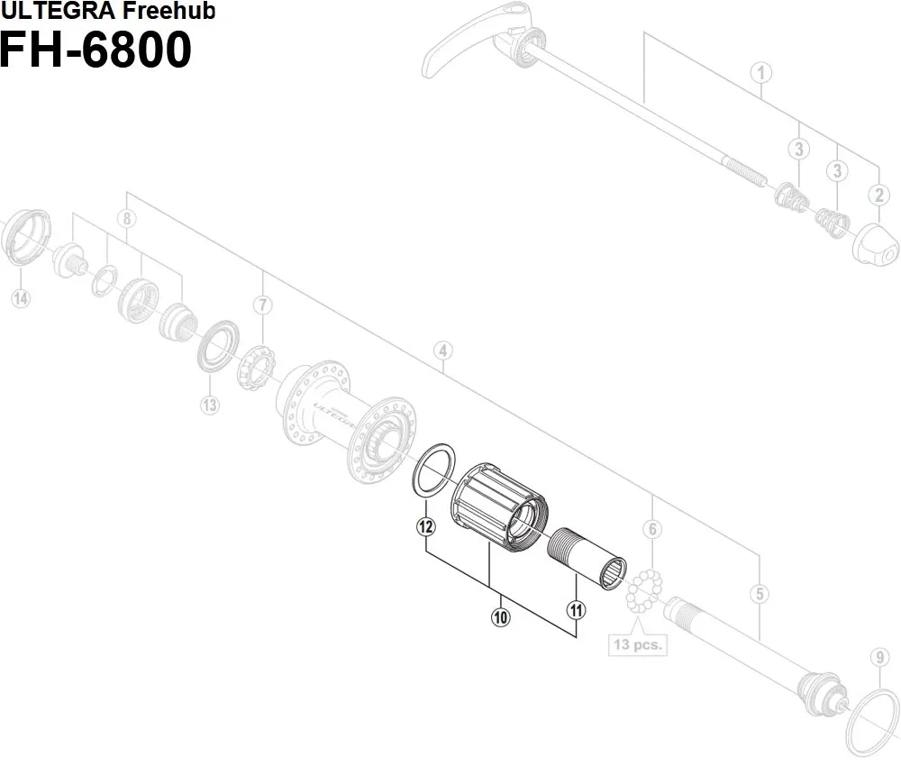 Shimano Ultegra FH-6800 Rear Hub Spare Part | Complete Freewheel Body No. 10