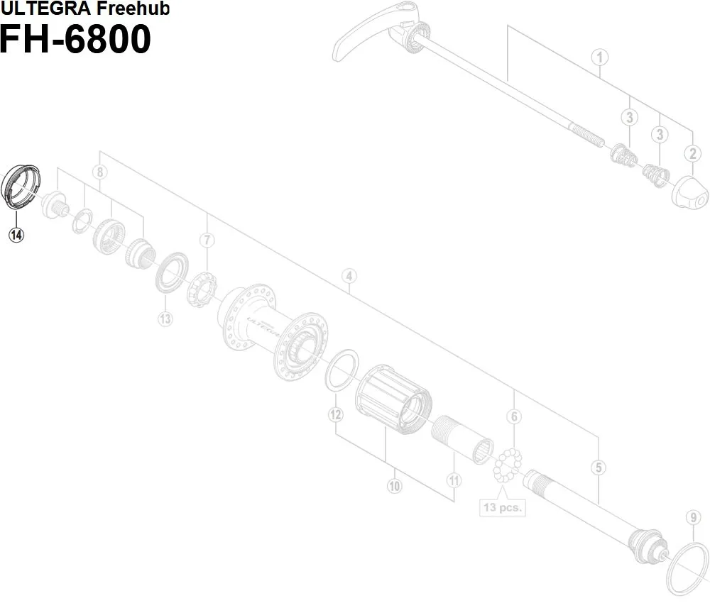 Shimano Ultegra FH-6800 Rear Hub Spare Part | Dust Cap No. 14