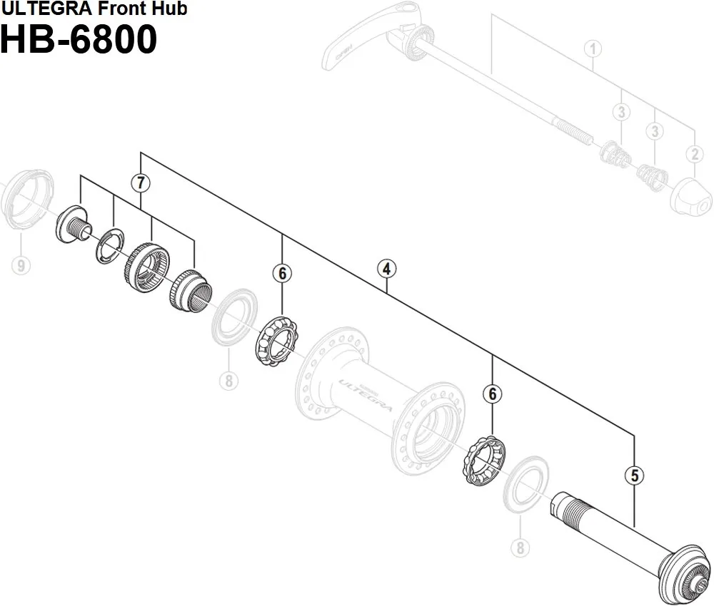 Shimano Ultegra HB-6800 front hub spare part | Complete hollow axle No. 4