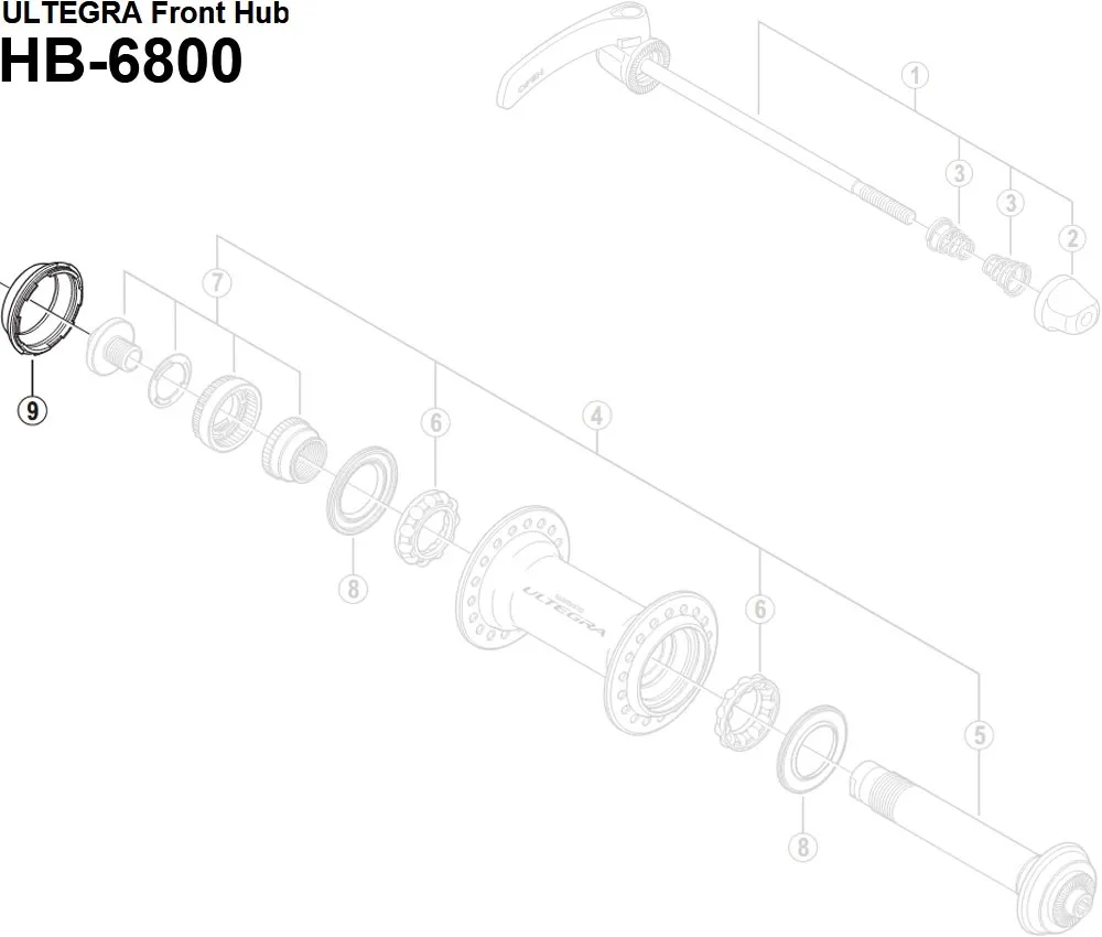 Shimano Ultegra HB-6800 front hub spare part | Dust cap No. 9