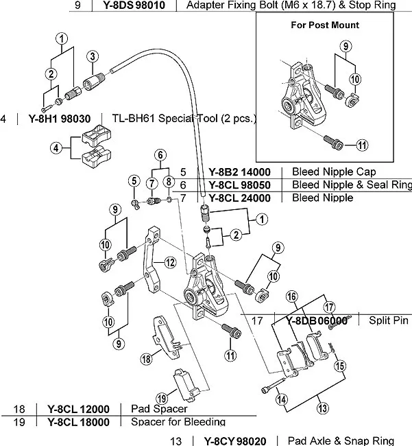 Shimano clamping jaws (set of 2) for cable mounting TL BH 61