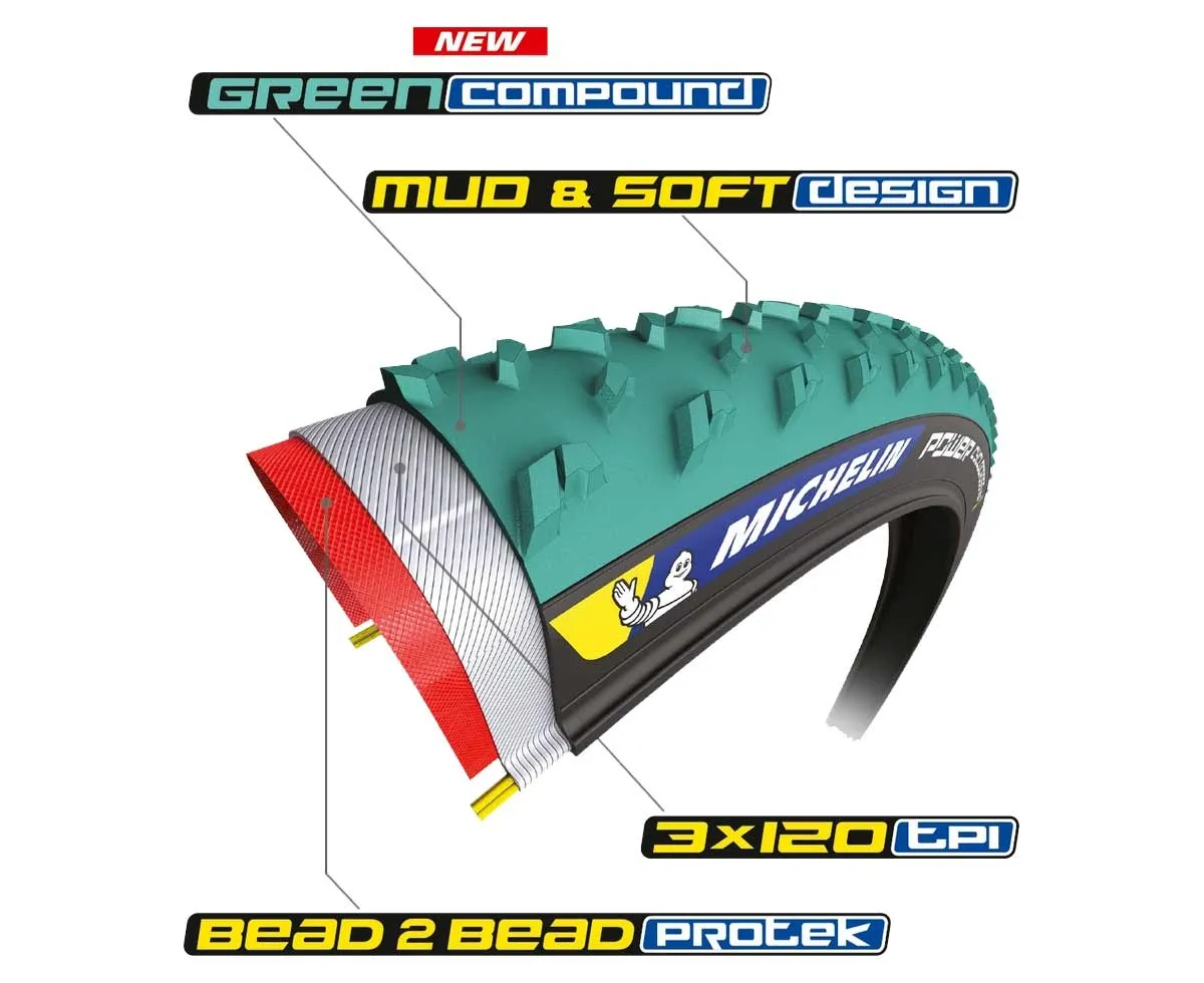 Michelin Power Cyclocross MUD Tyre Competition Line 33 x 622, foldable, black and green