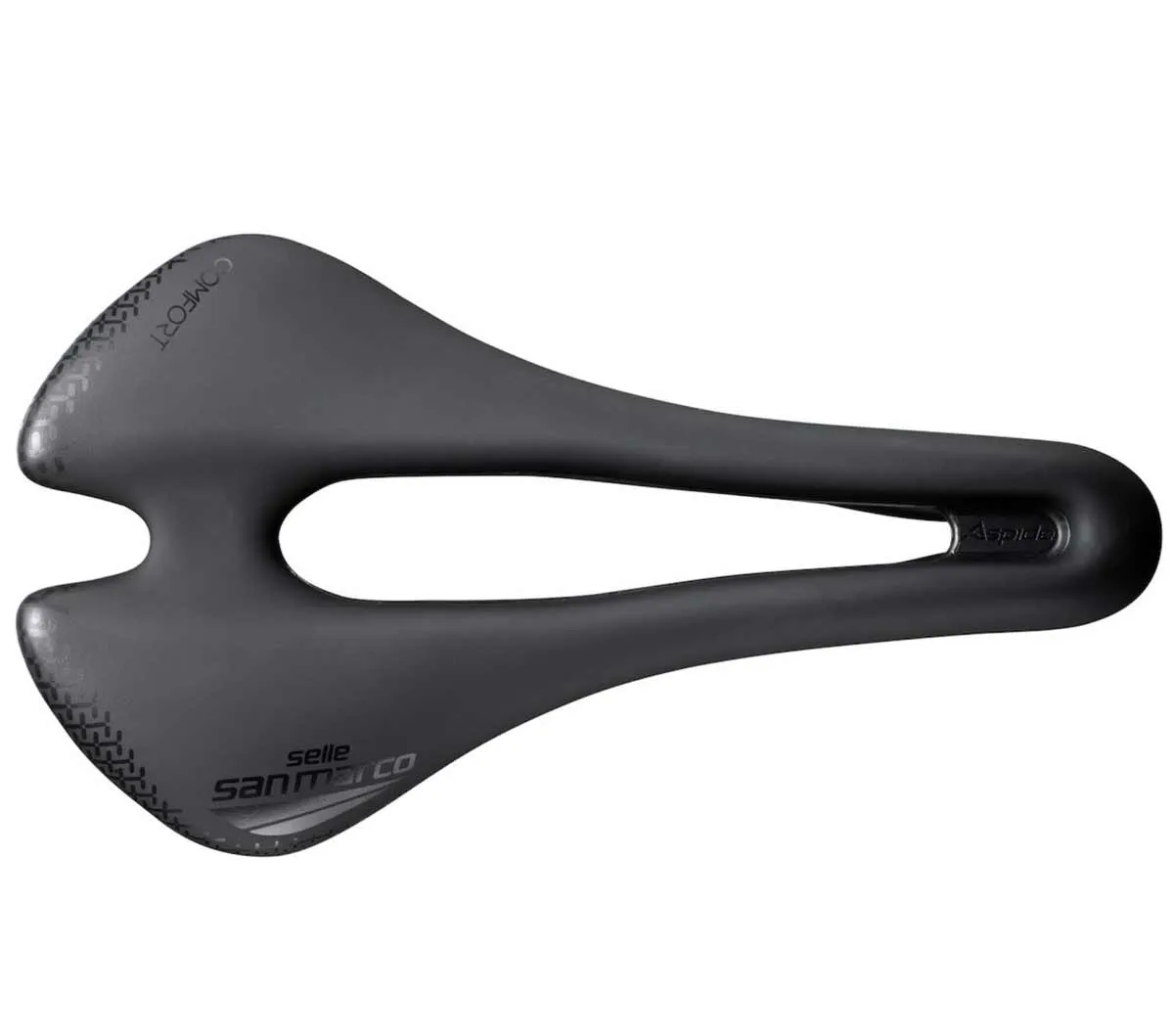 Selle San Marco Aspide Short Comfort Dynamic Open Fit Saddle S3 Narrow black frame Manganese