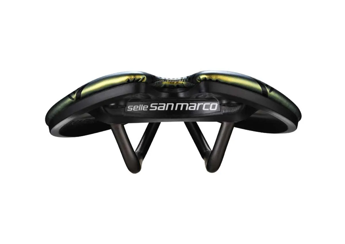 Selle San Marco Aspide Short Racing Saddle L3 Wide Iridescent Gold Frame Xsilite